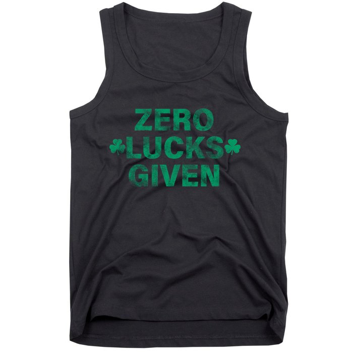 Zero Lucks Given Vintage St Patricks Day Tank Top