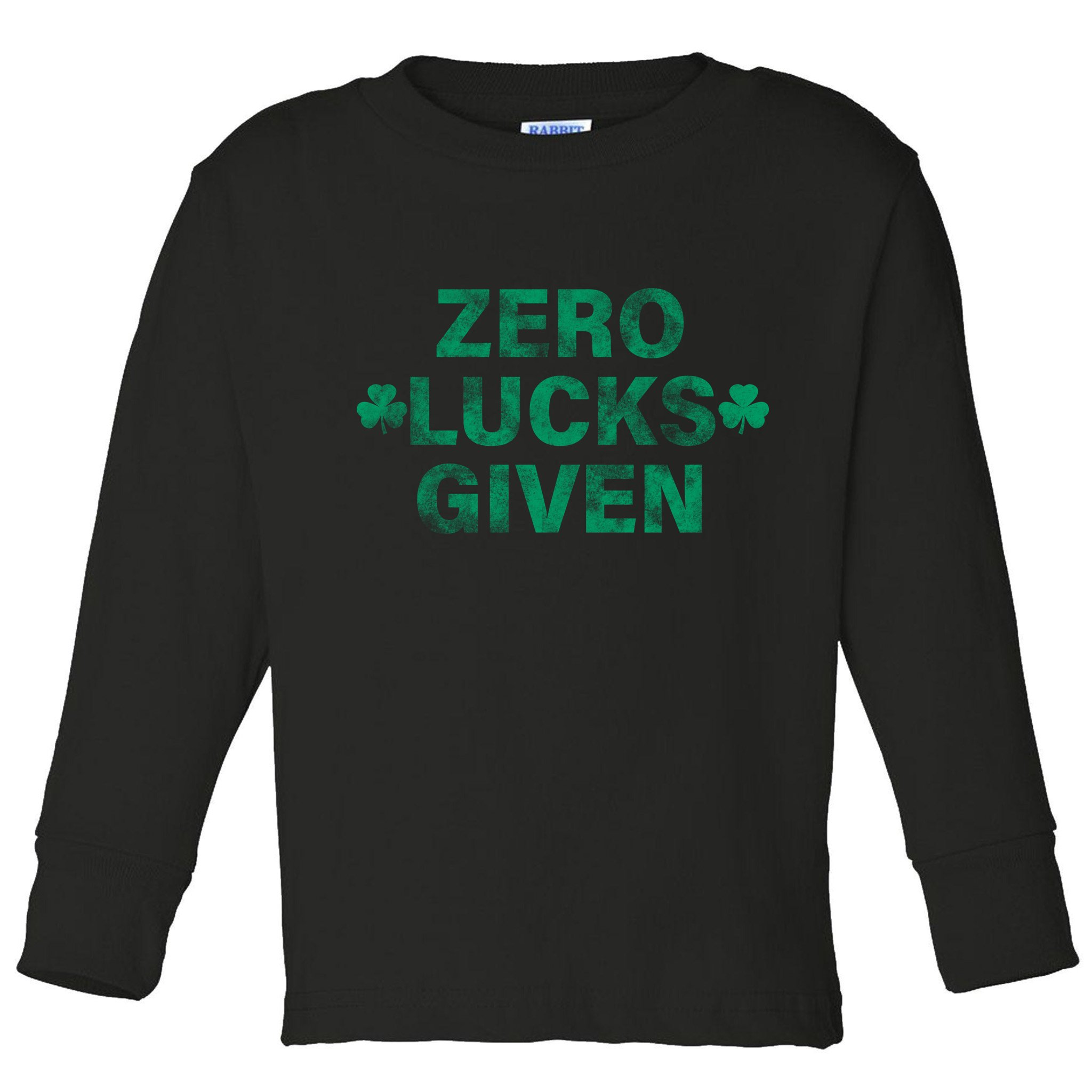 Zero Lucks Given Vintage St Patricks Day Toddler Long Sleeve Shirt
