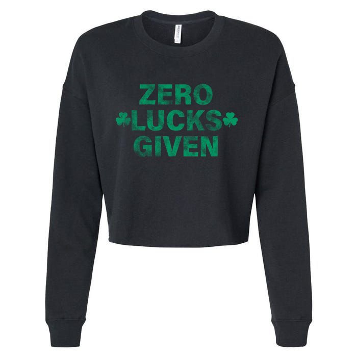 Zero Lucks Given Vintage St Patricks Day Cropped Pullover Crew