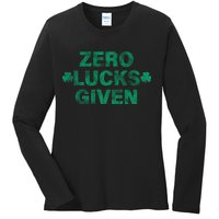 Zero Lucks Given Vintage St Patricks Day Ladies Long Sleeve Shirt