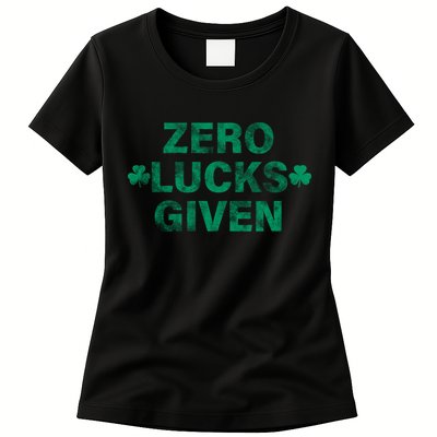 Zero Lucks Given Vintage St Patricks Day Womens T-Shirt