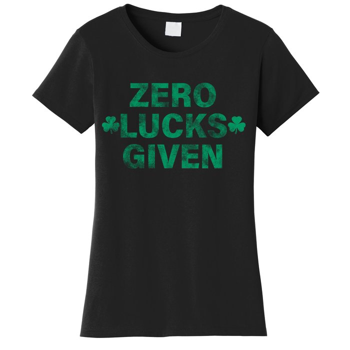 Zero Lucks Given Vintage St Patricks Day Women's T-Shirt