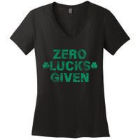 Zero Lucks Given Vintage St Patricks Day Women's V-Neck T-Shirt