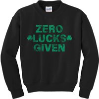 Zero Lucks Given Vintage St Patricks Day Kids Sweatshirt