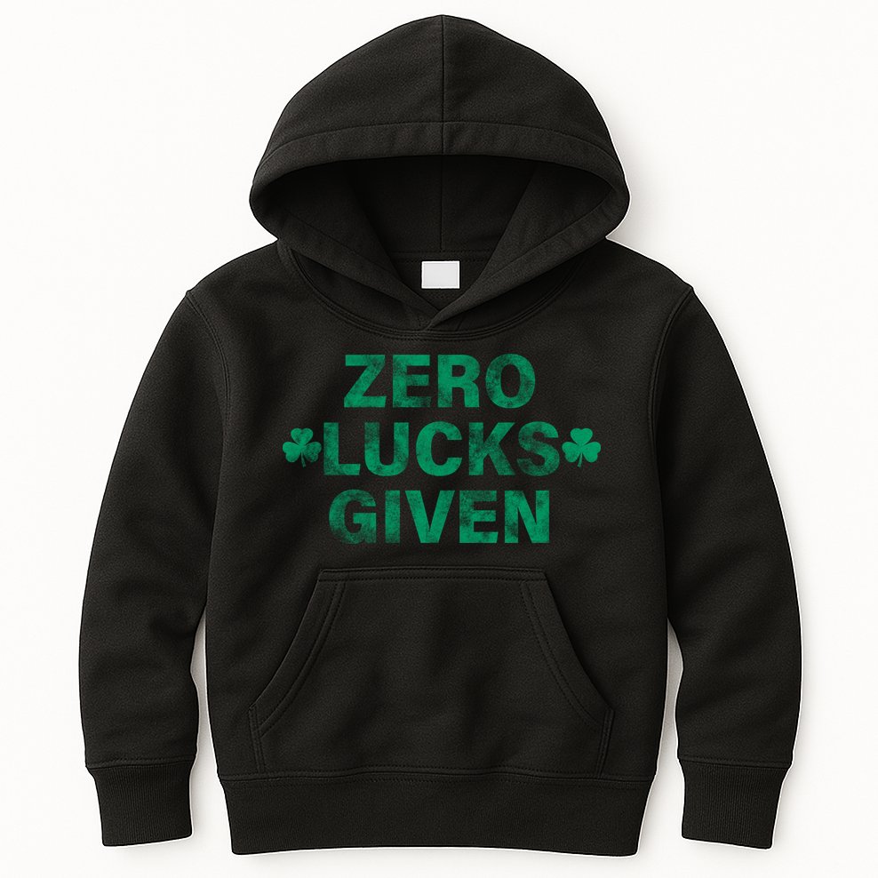 Zero Lucks Given Vintage St Patricks Day Kids Hoodie