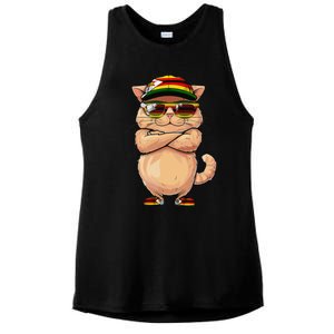 Zimbabwean Flag Cat Mom Souvenirs Products Kitten Zimbabwe Ladies PosiCharge Tri-Blend Wicking Tank