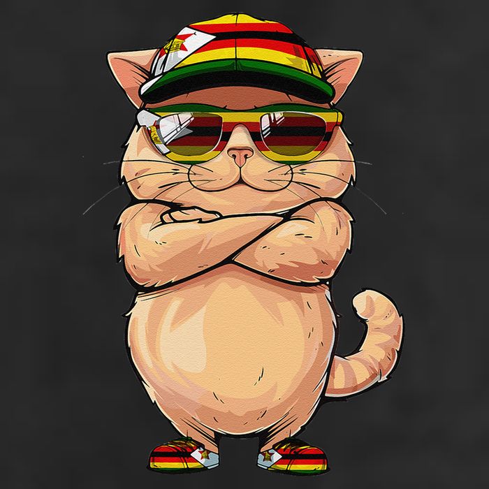 Zimbabwean Flag Cat Mom Souvenirs Products Kitten Zimbabwe 7 Panel Mesh Trucker Snapback Hat