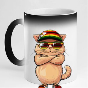 Zimbabwean Flag Cat Mom Souvenirs Products Kitten Zimbabwe 11oz Black Color Changing Mug