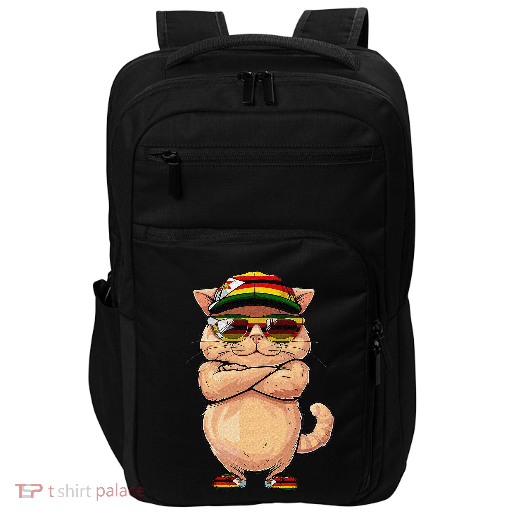 Zimbabwean Flag Cat Mom Souvenirs Products Kitten Zimbabwe Impact Tech Backpack