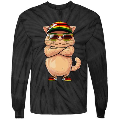 Zimbabwean Flag Cat Mom Souvenirs Products Kitten Zimbabwe Tie-Dye Long Sleeve Shirt