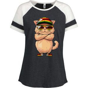 Zimbabwean Flag Cat Mom Souvenirs Products Kitten Zimbabwe Enza Ladies Jersey Colorblock Tee