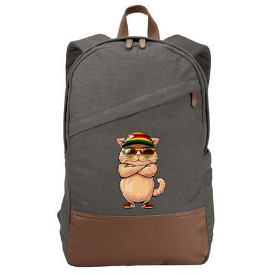 Zimbabwean Flag Cat Mom Souvenirs Products Kitten Zimbabwe Cotton Canvas Backpack