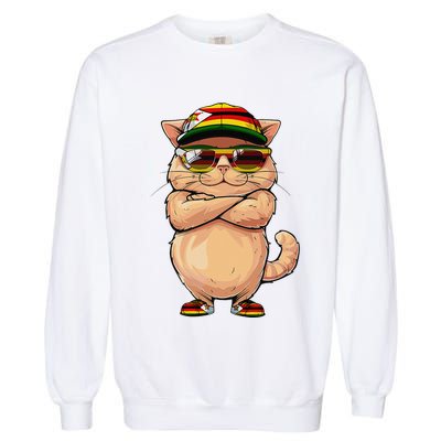 Zimbabwean Flag Cat Mom Souvenirs Products Kitten Zimbabwe Garment-Dyed Sweatshirt