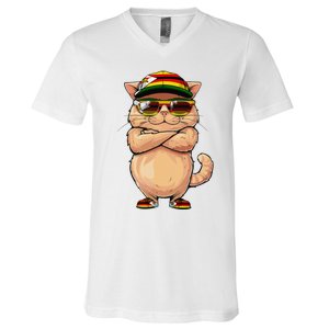 Zimbabwean Flag Cat Mom Souvenirs Products Kitten Zimbabwe V-Neck T-Shirt