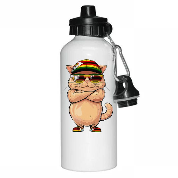 Zimbabwean Flag Cat Mom Souvenirs Products Kitten Zimbabwe Aluminum Water Bottle