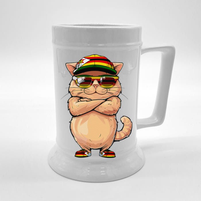 Zimbabwean Flag Cat Mom Souvenirs Products Kitten Zimbabwe Beer Stein