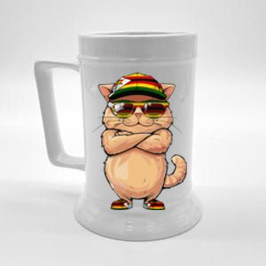 Zimbabwean Flag Cat Mom Souvenirs Products Kitten Zimbabwe Beer Stein