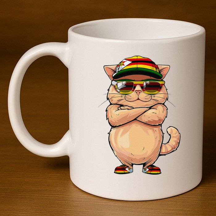 Zimbabwean Flag Cat Mom Souvenirs Products Kitten Zimbabwe 11oz C Handle Ceramic Mug