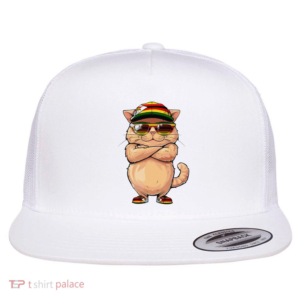 Zimbabwean Flag Cat Mom Souvenirs Products Kitten Zimbabwe Flatbill Hat