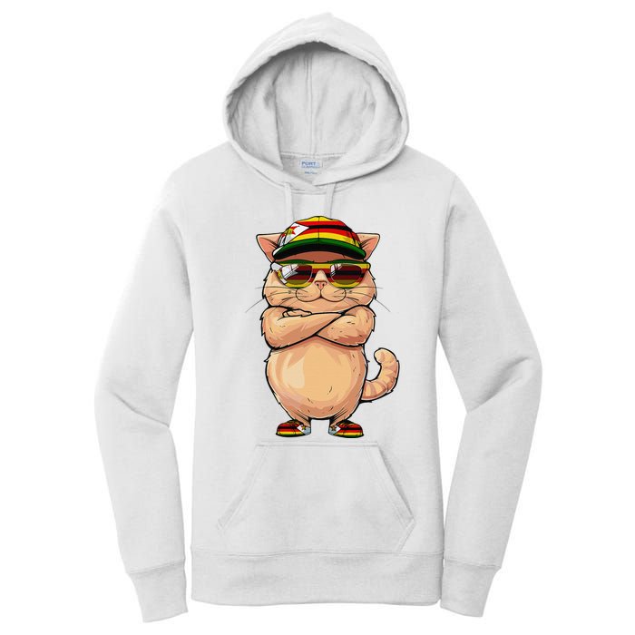 Zimbabwean Flag Cat Mom Souvenirs Products Kitten Zimbabwe Women's Pullover Hoodie