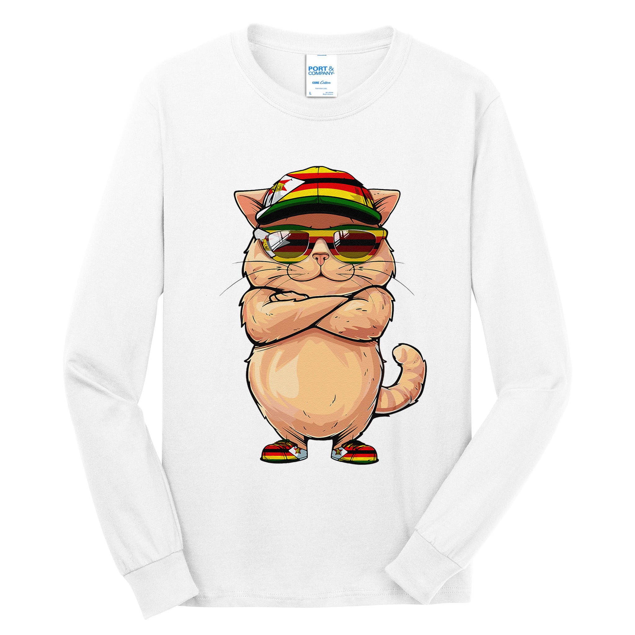 Zimbabwean Flag Cat Mom Souvenirs Products Kitten Zimbabwe Tall Long Sleeve T-Shirt