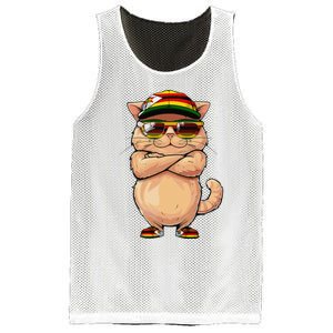 Zimbabwean Flag Cat Mom Souvenirs Products Kitten Zimbabwe Mesh Reversible Basketball Jersey Tank