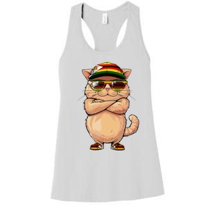 Zimbabwean Flag Cat Mom Souvenirs Products Kitten Zimbabwe Women's Racerback Tank