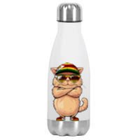 Zimbabwean Flag Cat Mom Souvenirs Products Kitten Zimbabwe Stainless Steel Insulated Water Bottle