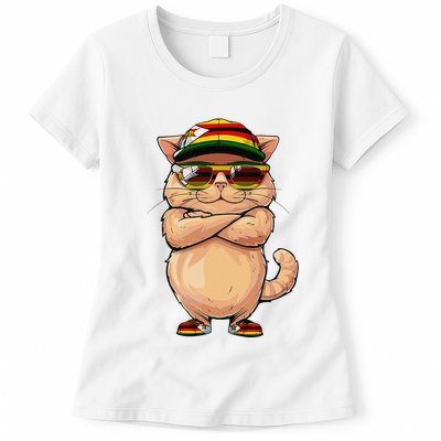 Zimbabwean Flag Cat Mom Souvenirs Products Kitten Zimbabwe Womens T-Shirt