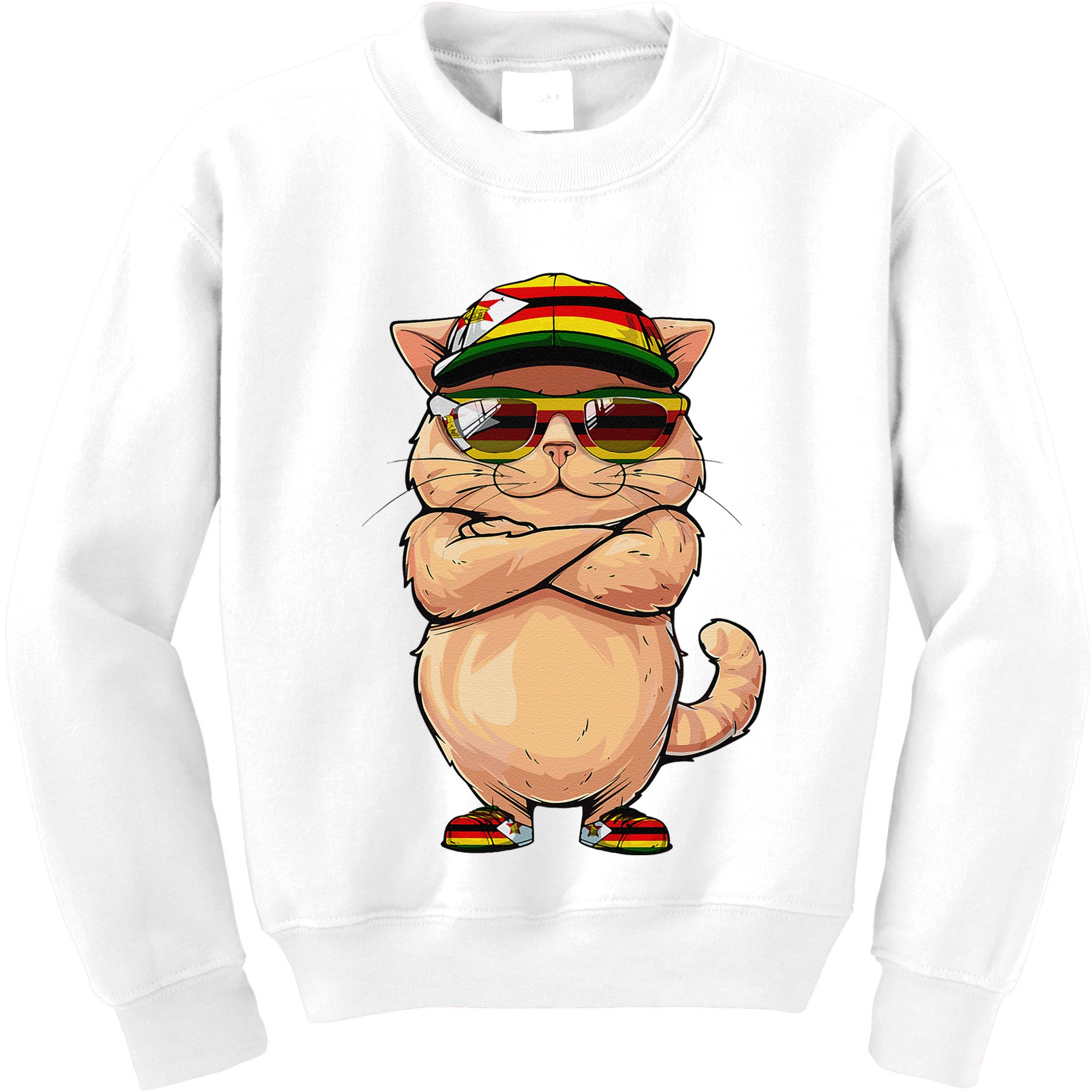 Zimbabwean Flag Cat Mom Souvenirs Products Kitten Zimbabwe Kids Sweatshirt