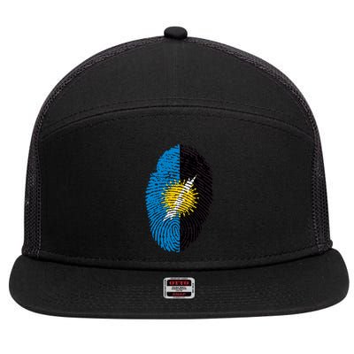 Zulia Flag Fingerprint Venezuela Gift 7 Panel Mesh Trucker Snapback Hat