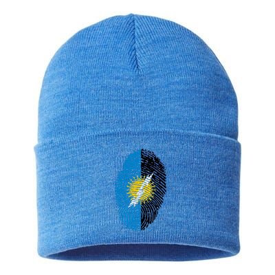 Zulia Flag Fingerprint Venezuela Gift Sustainable Knit Beanie