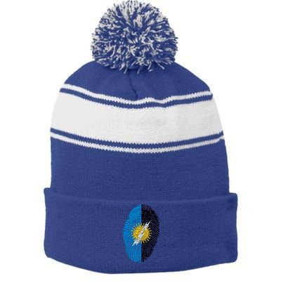 Zulia Flag Fingerprint Venezuela Gift Stripe Pom Pom Beanie