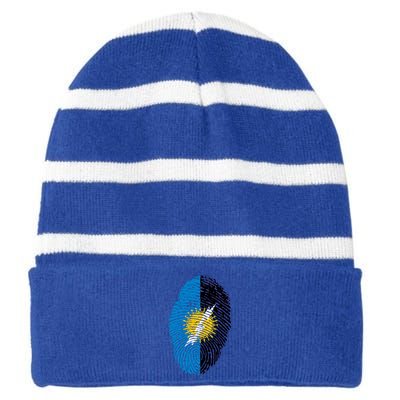 Zulia Flag Fingerprint Venezuela Gift Striped Beanie with Solid Band