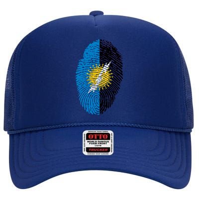 Zulia Flag Fingerprint Venezuela Gift High Crown Mesh Back Trucker Hat