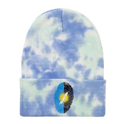 Zulia Flag Fingerprint Venezuela Gift Tie Dye 12in Knit Beanie