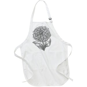 Zinnia Flower Florist and Botanist Full-Length Apron With Pockets