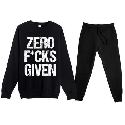 Zero Fucks Given Gift Premium Crewneck Sweatsuit Set