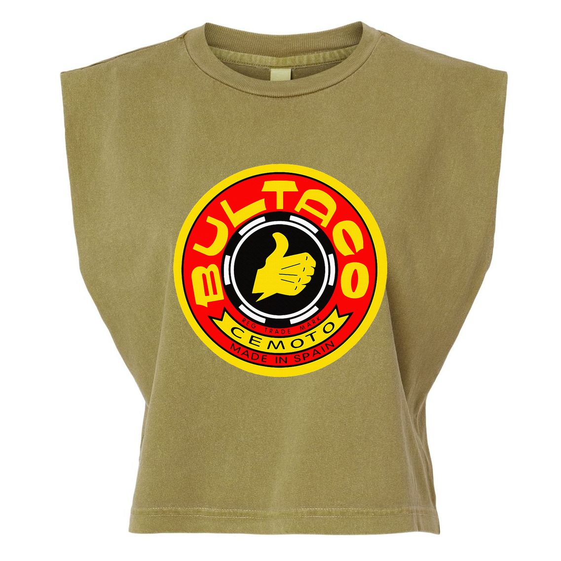 Zero Fucks Given Vintage Bultaco Motorcycle Garment-Dyed Women's Muscle Tee