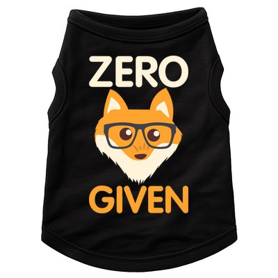 Zero Fox Given Funny Foxes Glasses Don't Care No Fox Given Doggie Tank