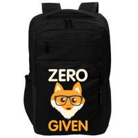 Zero Fox Given Funny Foxes Glasses Don't Care No Fox Given Impact Tech Backpack