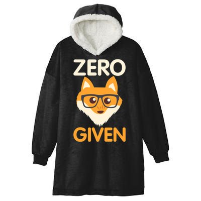 Zero Fox Given Funny Foxes Glasses Don't Care No Fox Given Hooded Wearable Blanket