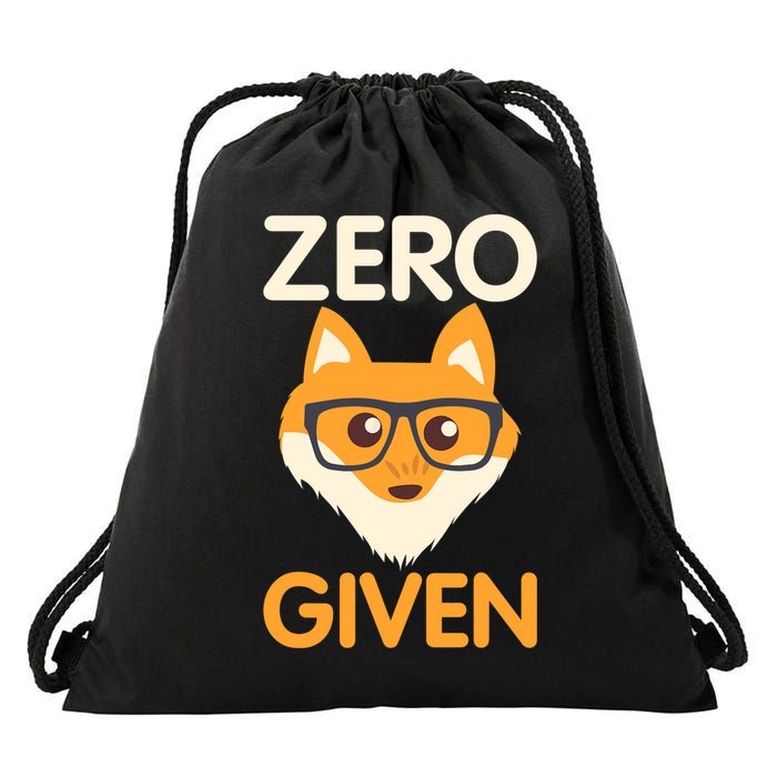 Zero Fox Given Funny Foxes Glasses Don't Care No Fox Given Drawstring Bag