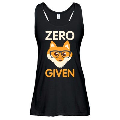 Zero Fox Given Funny Foxes Glasses Don't Care No Fox Given Ladies Essential Flowy Tank