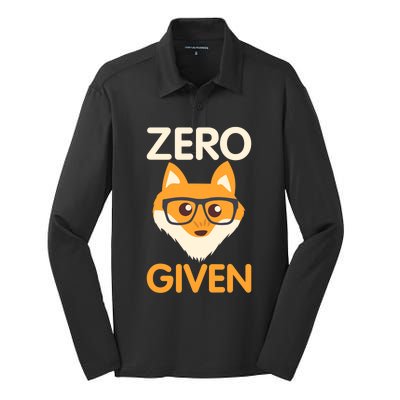 Zero Fox Given Funny Foxes Glasses Don't Care No Fox Given Silk Touch Performance Long Sleeve Polo