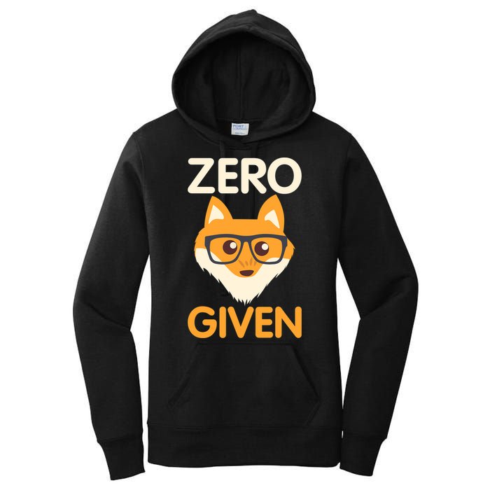 Zero Fox Given Funny Foxes Glasses Don't Care No Fox Given Women's Pullover Hoodie