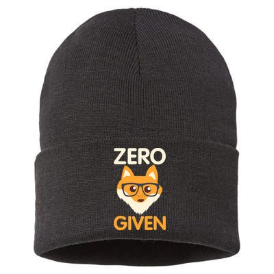 Zero Fox Given Funny Foxes Glasses Don't Care No Fox Given Sustainable Knit Beanie