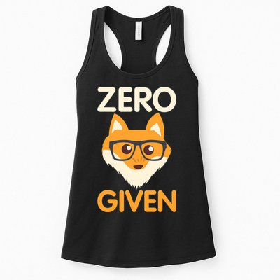 Zero Fox Given Funny Foxes Glasses Don't Care No Fox Given Womens Tank Top