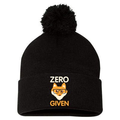 Zero Fox Given Funny Foxes Glasses Don't Care No Fox Given Pom Pom 12in Knit Beanie