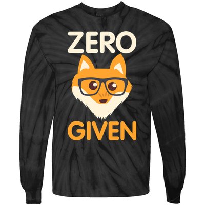 Zero Fox Given Funny Foxes Glasses Don't Care No Fox Given Tie-Dye Long Sleeve Shirt